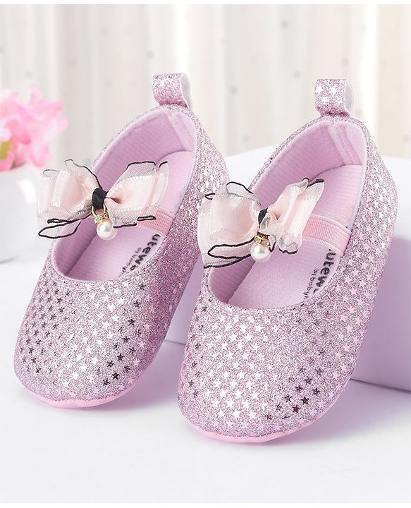 Cute Walk by Babyhug Slip On Booties With Bow Applique - Pink