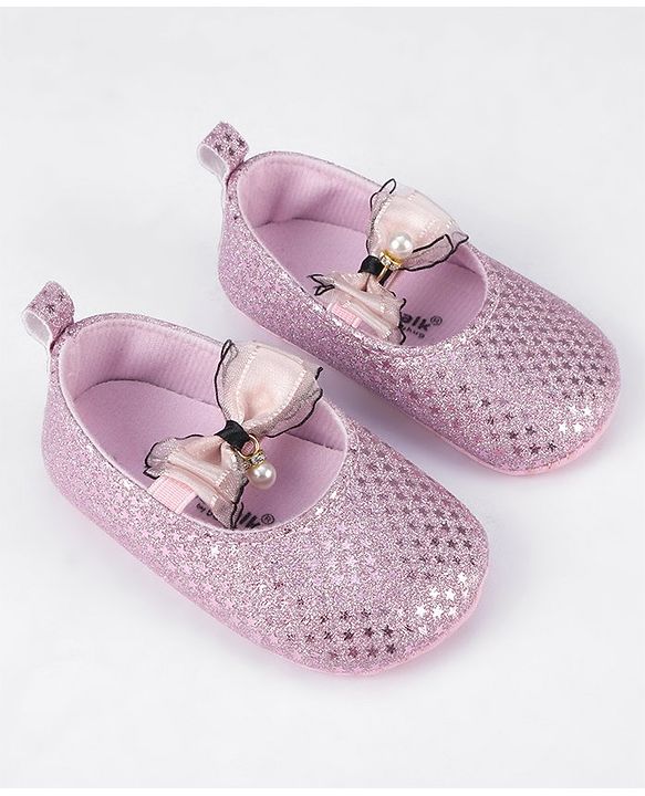 Cute Walk by Babyhug Slip On Booties With Bow Applique - Pink