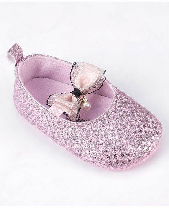 Cute Walk by Babyhug Slip On Booties With Bow Applique - Pink
