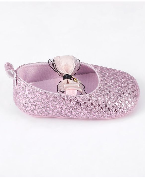 Cute Walk by Babyhug Slip On Booties With Bow Applique - Pink