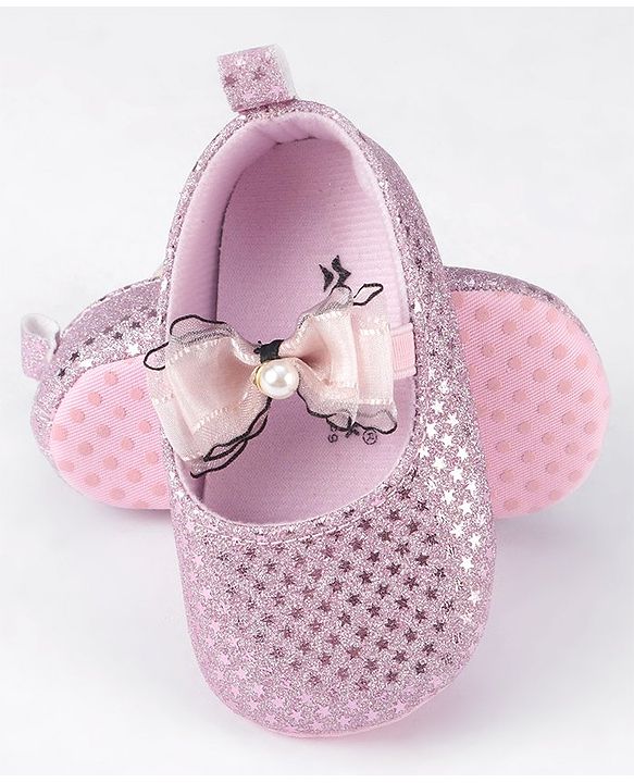 Cute Walk by Babyhug Slip On Booties With Bow Applique - Pink