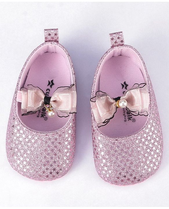 Cute Walk by Babyhug Slip On Booties With Bow Applique - Pink