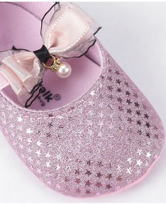 Cute Walk by Babyhug Slip On Booties With Bow Applique - Pink