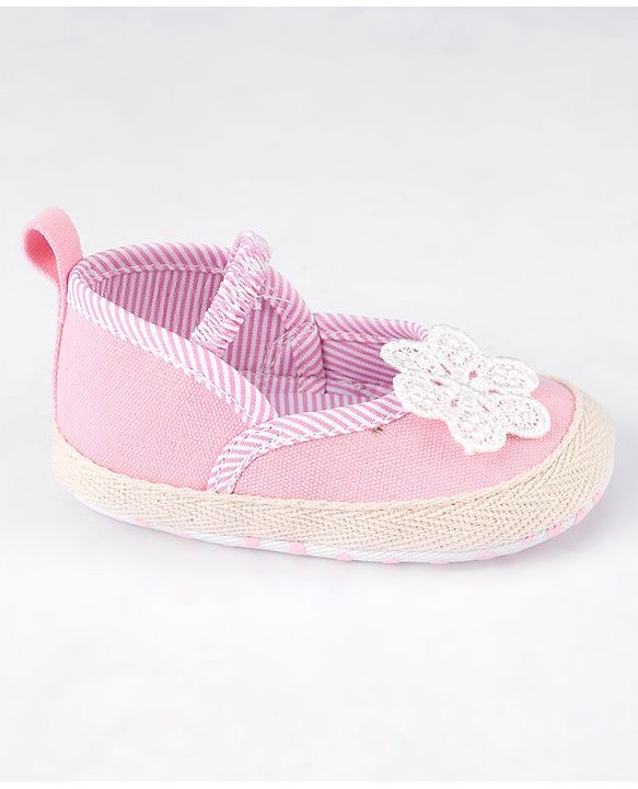 Cute Walk by Babyhug Slip On Booties With Floral Embroidery - Red