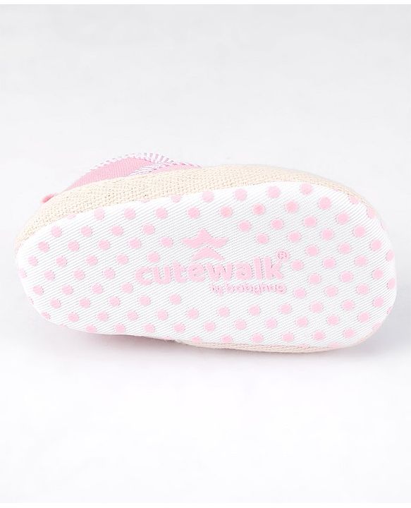 Cute Walk by Babyhug Slip On Booties With Floral Embroidery - Red