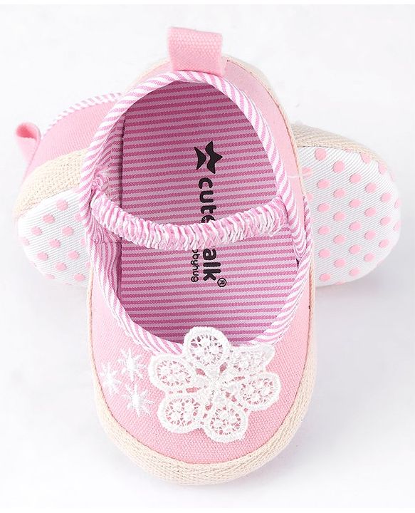 Cute Walk by Babyhug Slip On Booties With Floral Embroidery - Red
