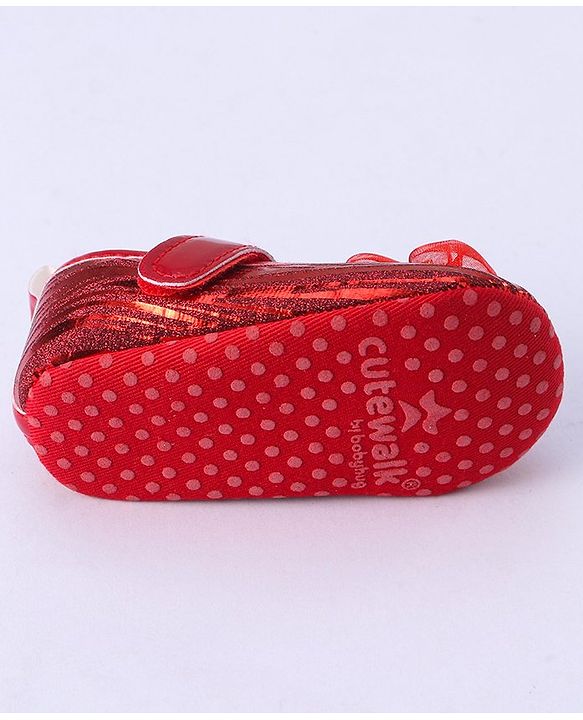 Cute Walk by Babyhug Booties Floral Applique - Red