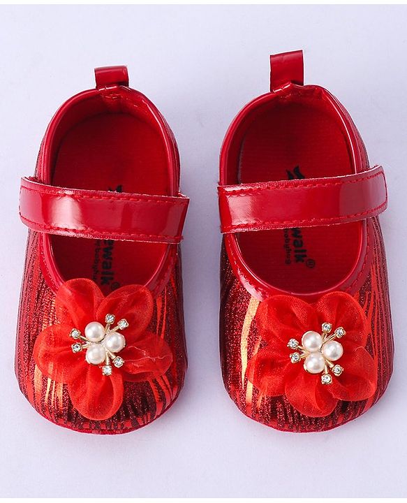 Cute Walk by Babyhug Booties Floral Applique - Red
