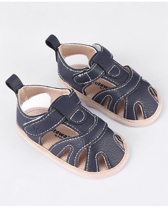 Cute Walk by Babyhug Velcro Closure Booties - Navy Blue