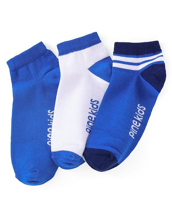 Pine Kids Ankle Length Socks Logo Design Pack of 3 - Multicolor