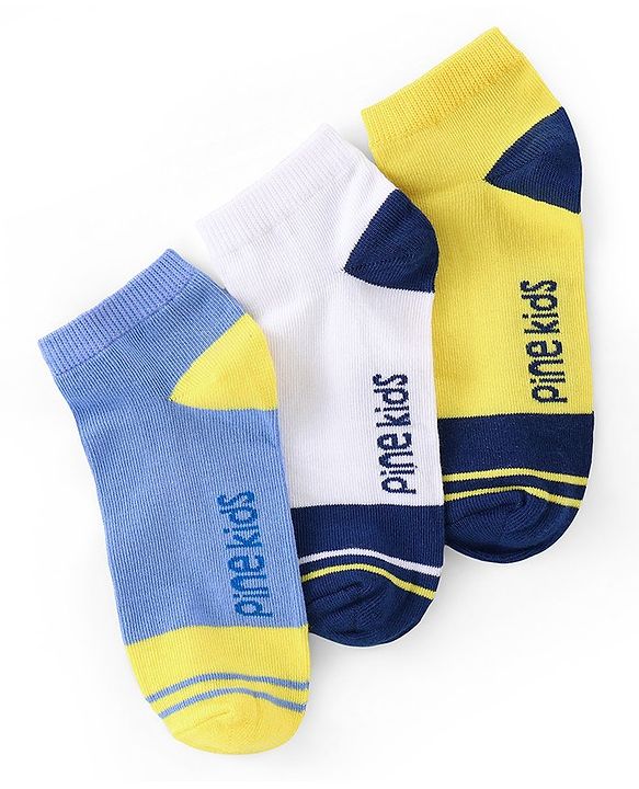 Pine Kids Ankle Length Socks Logo Design Pack of 3 - Multicolor
