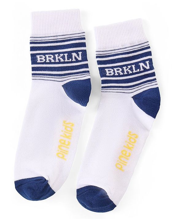 Pine Kids High Ankle Length Socks Text and Stripes Print Pack of 3 - Multicolor