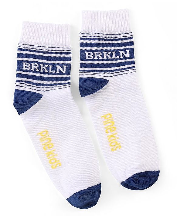 Pine Kids High Ankle Length Socks Text and Stripes Print Pack of 3 - Multicolor