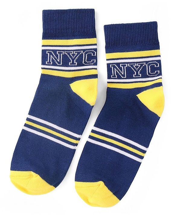 Pine Kids High Ankle Length Socks Text and Stripes Print Pack of 3 - Multicolor