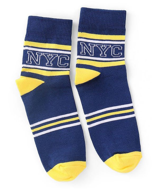 Pine Kids High Ankle Length Socks Text and Stripes Print Pack of 3 - Multicolor