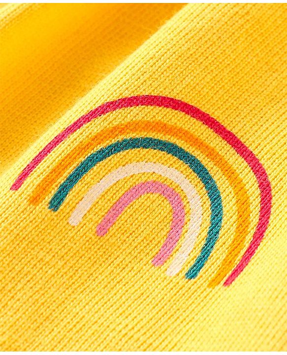 Babyhug Cotton Half Sleeves Night Suit With Rainbow Print - Yellow