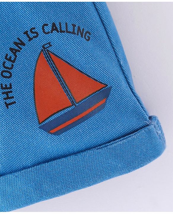 Babyhug Twill Mid Thigh Shorts Boat Print - Blue