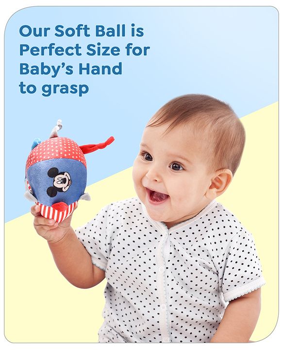 Babyhug Disney Mickey Soft Ball With Loops -  Circumference- 44 cm