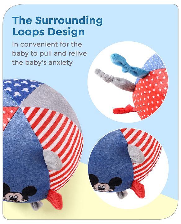 Babyhug Disney Mickey Soft Ball With Loops -  Circumference- 44 cm