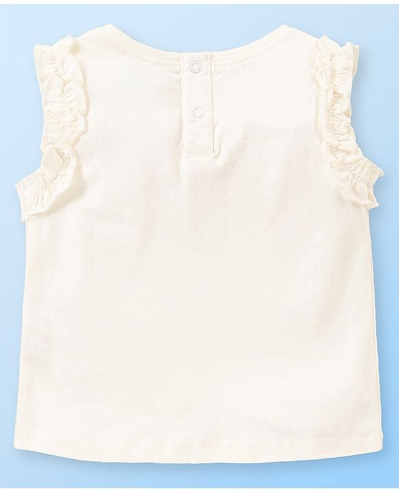 Babyhug Cotton Knit Sleeveless Paw Patrol Printed T-Shirt - Cream