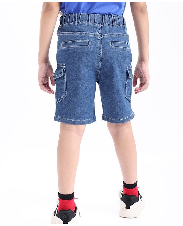 Babyhug Denim Above Knee Length Bermuda with Stretch - Blue