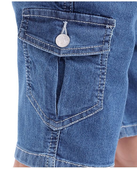 Babyhug Denim Above Knee Length Bermuda with Stretch - Blue