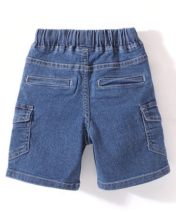 Babyhug Denim Above Knee Length Bermuda with Stretch - Blue