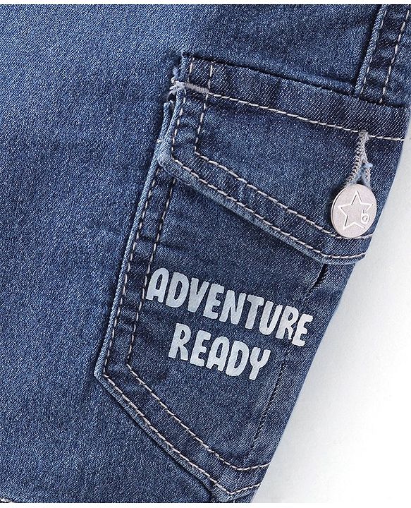 Babyhug Denim Above Knee Length Bermuda with Stretch - Blue