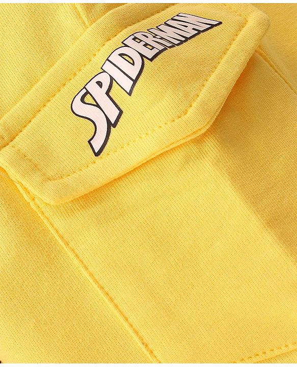 Babyhug Marvel Single Jersey Knit Sleeveless T-Shirt & Shorts With Spiderman Graphics - Red & Yellow