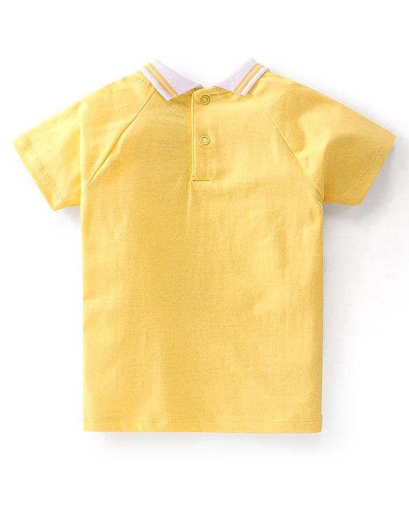 Babyhug Disney 100% Cotton Single Jersey Half Sleeve T-Shirt & Shorts With Winnie The Pooh Graphics - Yellow & Blue
