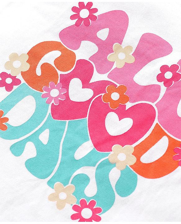 Babyhug Cotton Knit Frill Sleeves  Top With Text Print - White
