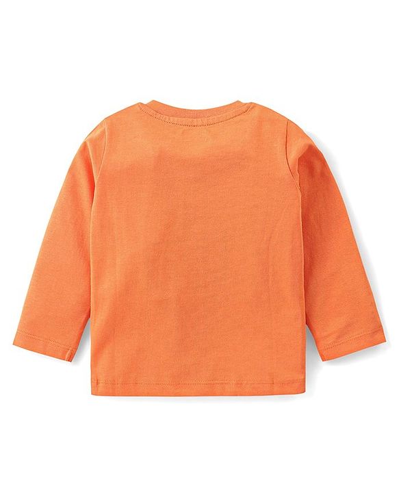 Babyhug Cotton Knit Full Sleeves Lion Printed Night Suit - Orange