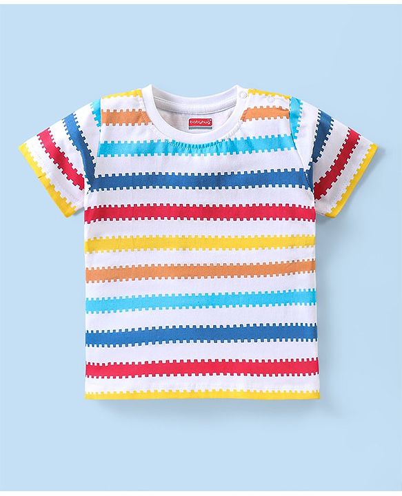 Babyhug Cotton Knit Half Sleeves Printed Short Night Suit   - Multicolor