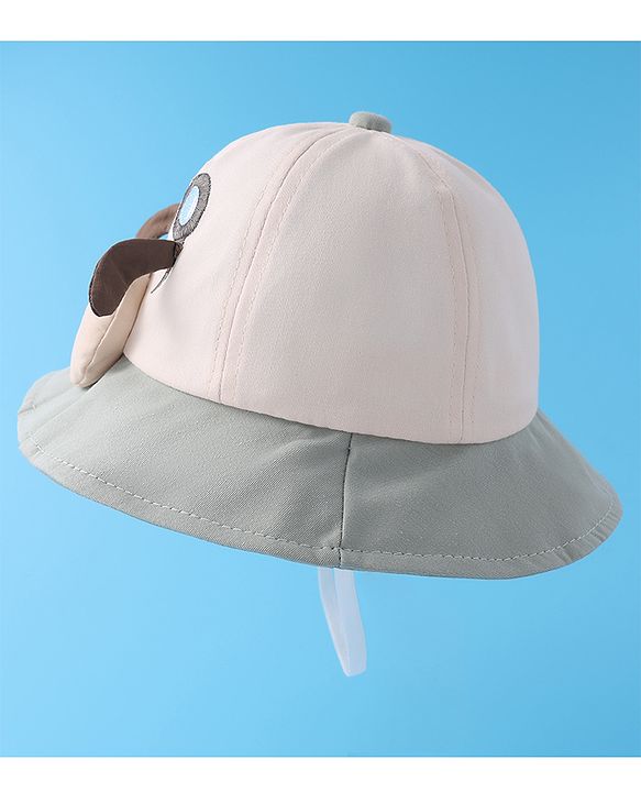 Babyhug Bucket Hat with Puppy Embroidery & Applique - Light Green