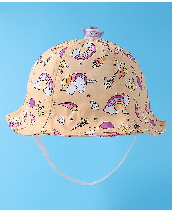 Babyhug Bucket Hat Unicorn Print - Light Yellow