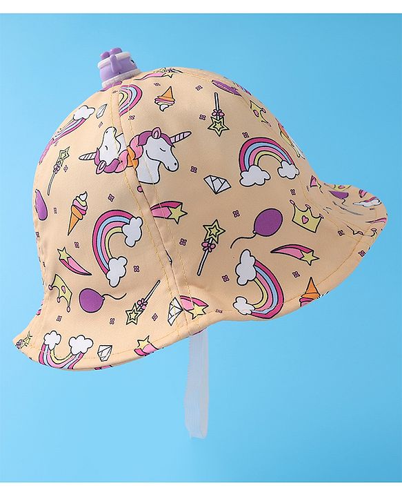 Babyhug Bucket Hat Unicorn Print - Light Yellow