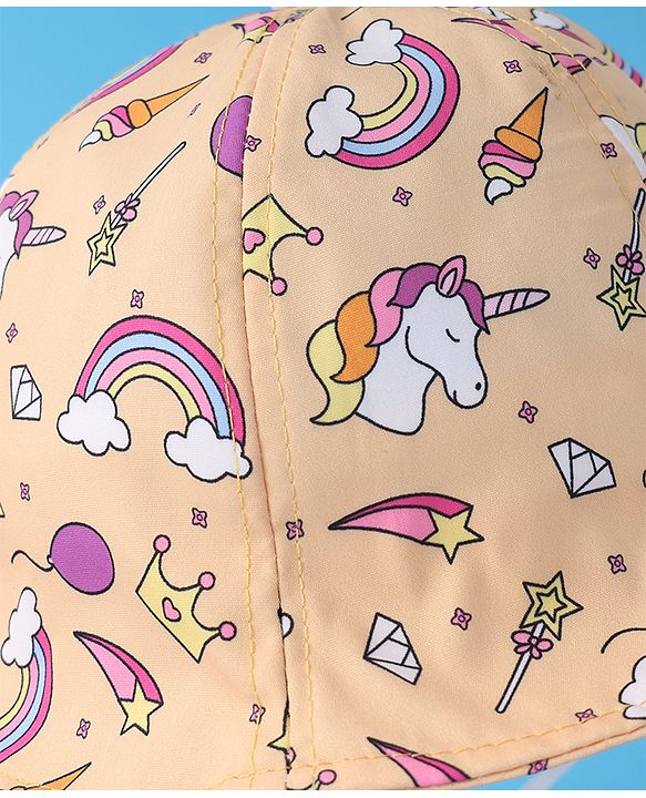 Babyhug Bucket Hat Unicorn Print - Light Yellow