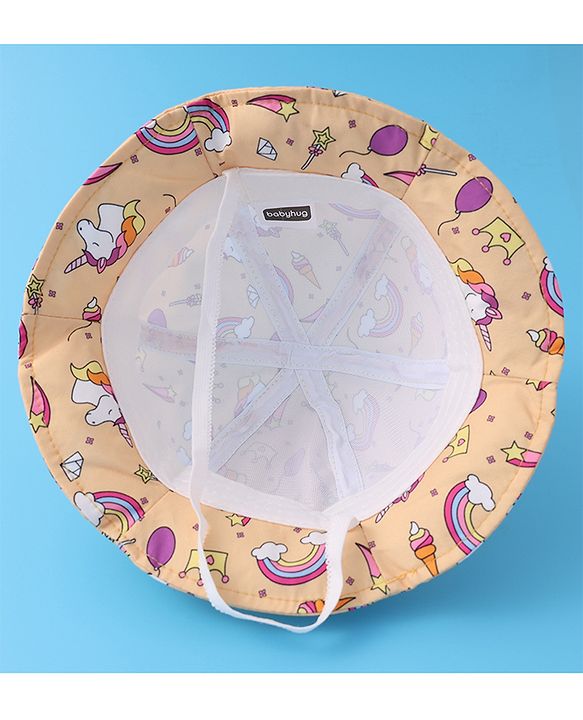 Babyhug Bucket Hat Unicorn Print - Light Yellow