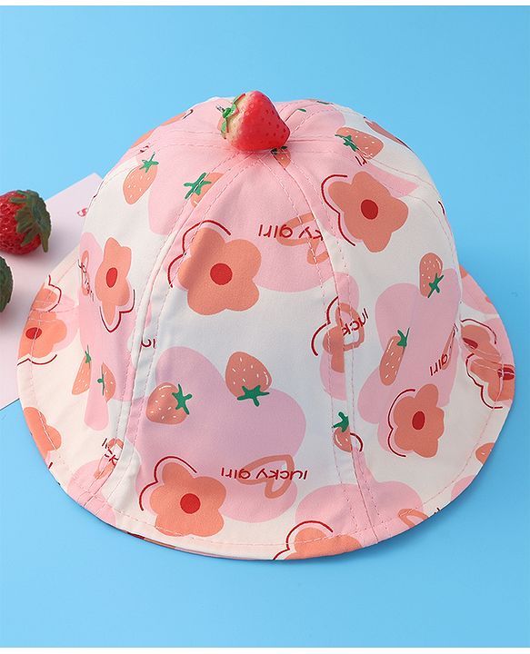 Babyhug Bucket Hat Floral Print -Pink