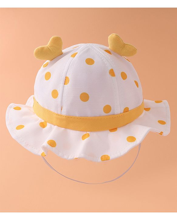 Babyhug Bucket Hat Polka Dots Print -  Yellow