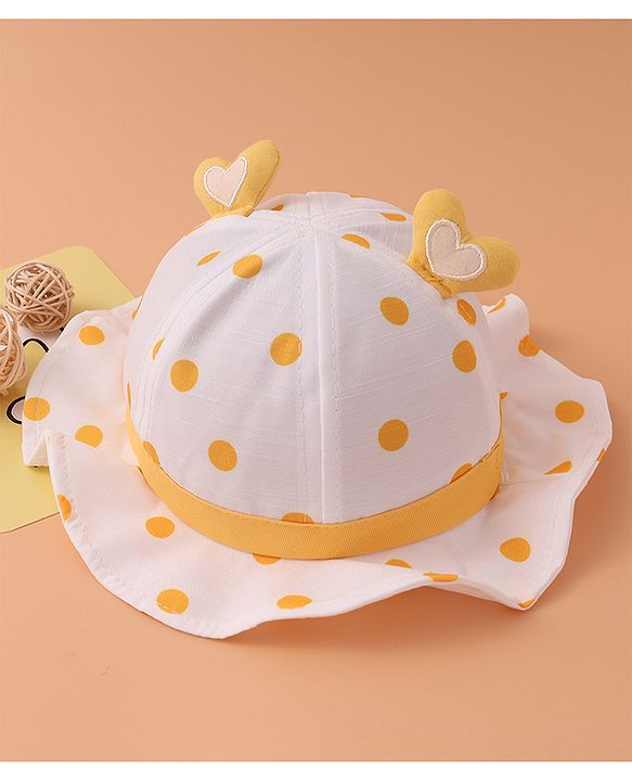 Babyhug Bucket Hat Polka Dots Print -  Yellow