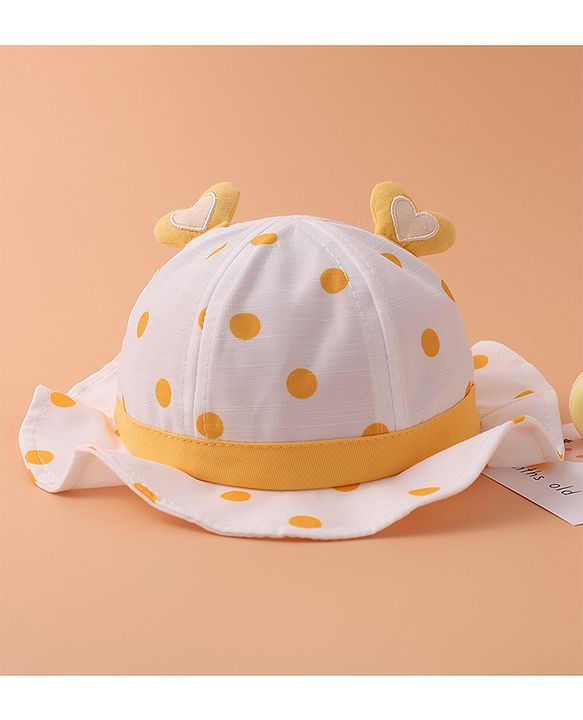 Babyhug Bucket Hat Polka Dots Print -  Yellow