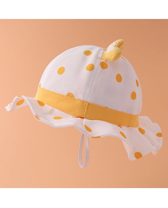 Babyhug Bucket Hat Polka Dots Print -  Yellow