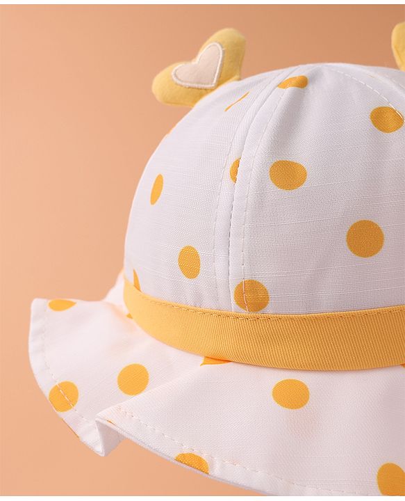Babyhug Bucket Hat Polka Dots Print -  Yellow