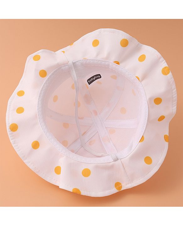 Babyhug Bucket Hat Polka Dots Print -  Yellow