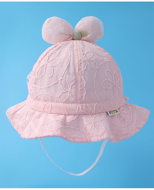 Babyhug Bucket Hat  with Bow Applique - Pink
