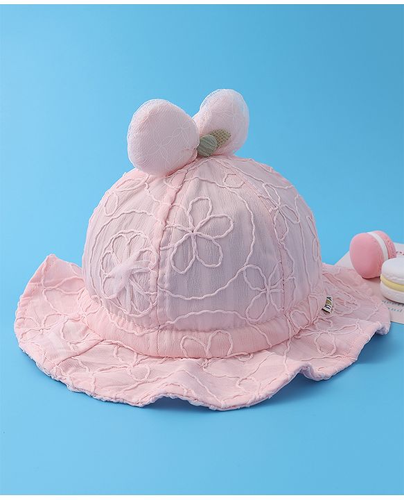 Babyhug Bucket Hat  with Bow Applique - Pink