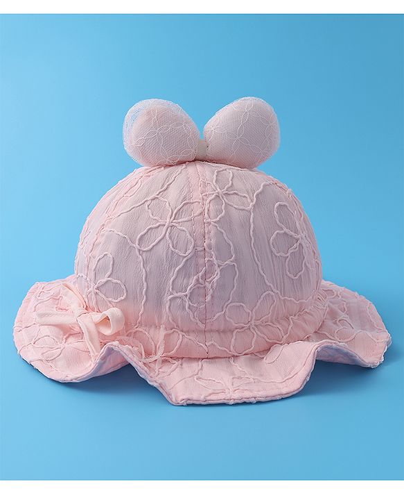 Babyhug Bucket Hat  with Bow Applique - Pink