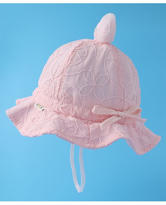 Babyhug Bucket Hat  with Bow Applique - Pink