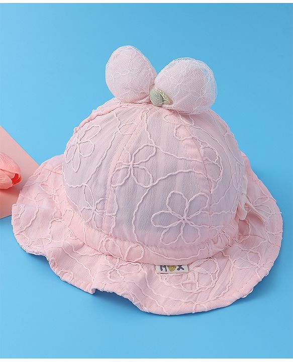 Babyhug Bucket Hat  with Bow Applique - Pink